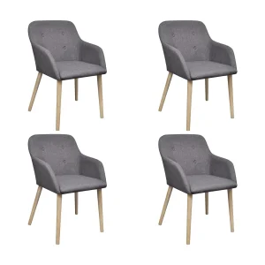 Eetkamerstoelen 4 st stof en massief eikenhout donkergrijs Eetkamerstoelen 4 st stof en massief eikenhout donkergrijs