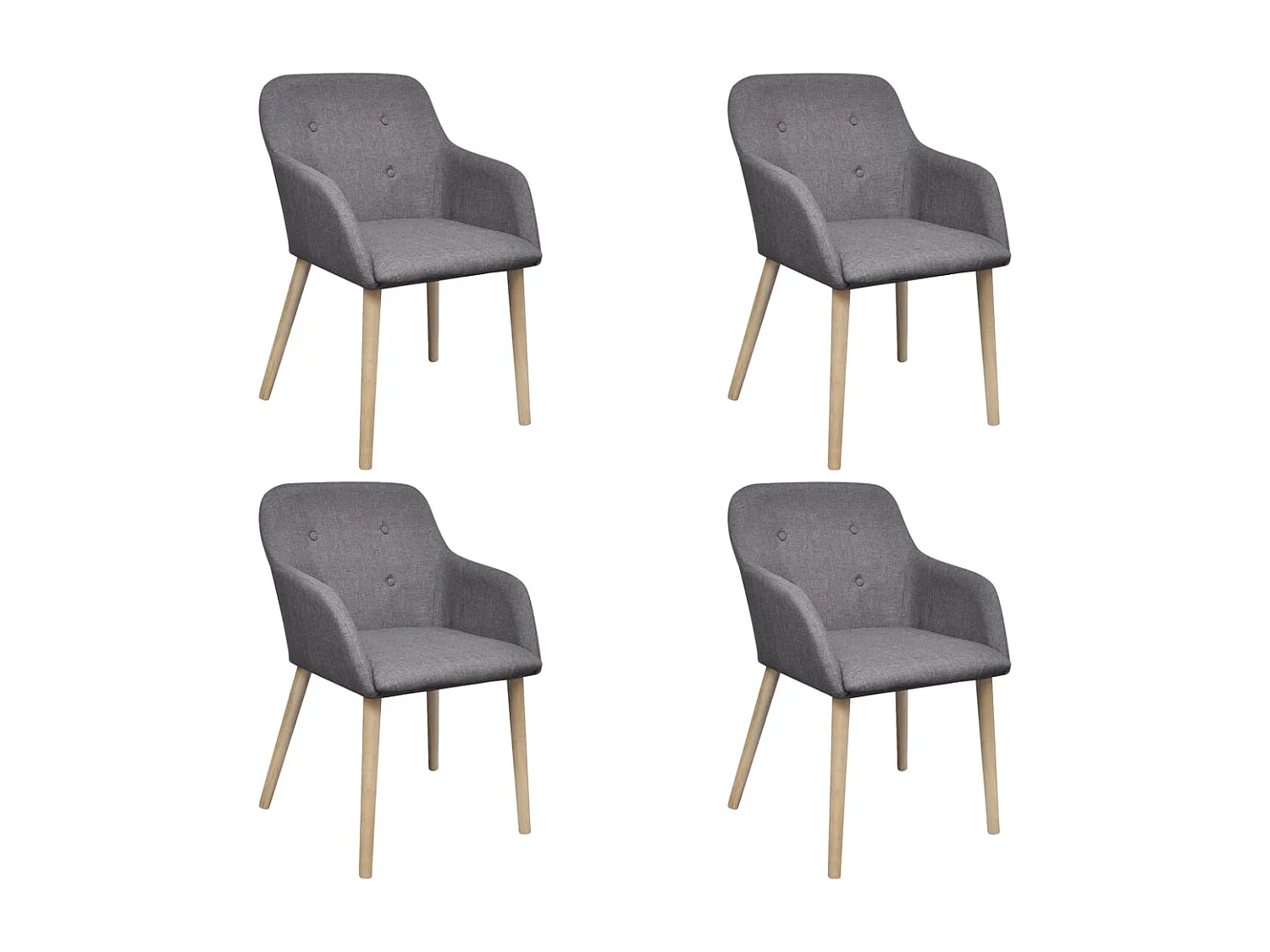 Eetkamerstoelen 4 st stof en massief eikenhout donkergrijs