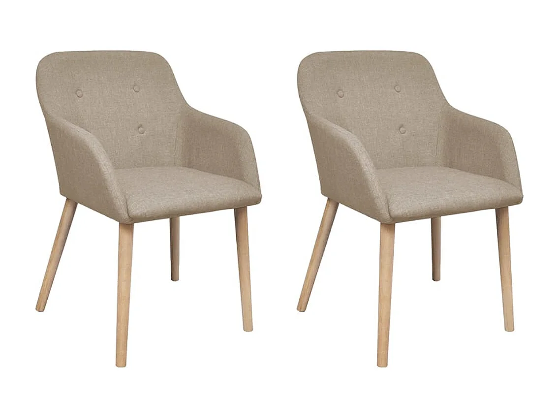 Eetkamerstoelen 2 st stof en massief eikenhout beige