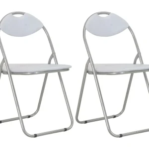 Eetkamerstoelen inklapbaar 2 st kunstleer wit