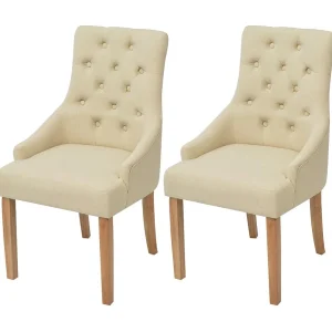 Eetkamerstoelen 2 st stof crèmekleurig Eetkamerstoelen 2 st stof crèmekleurig