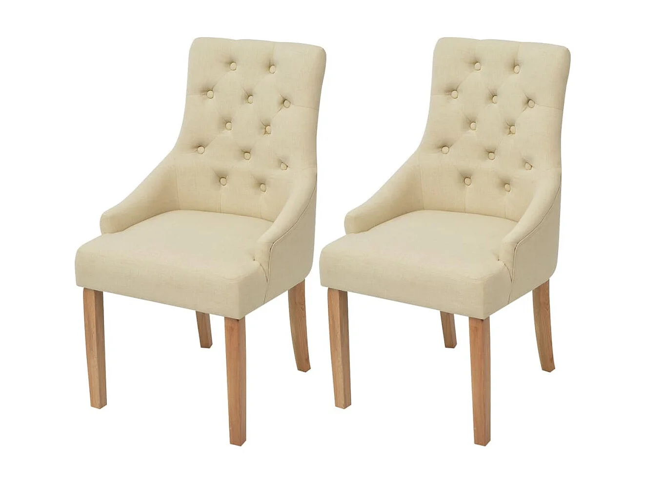 Eetkamerstoelen 2 st stof crèmekleurig