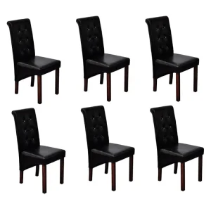 Eetkamerstoelen 6 st kunstleer zwart Eetkamerstoelen 6 st kunstleer zwart
