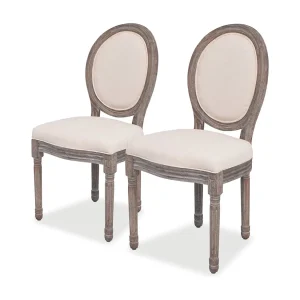 Eetkamerstoelen 2 st stof crèmekleurig Eetkamerstoelen 2 st stof crèmekleurig