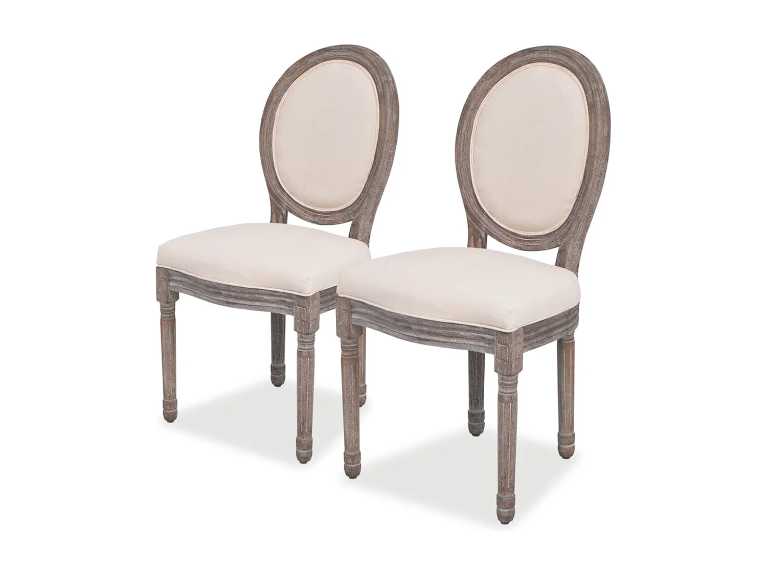 Eetkamerstoelen 2 st stof crèmekleurig