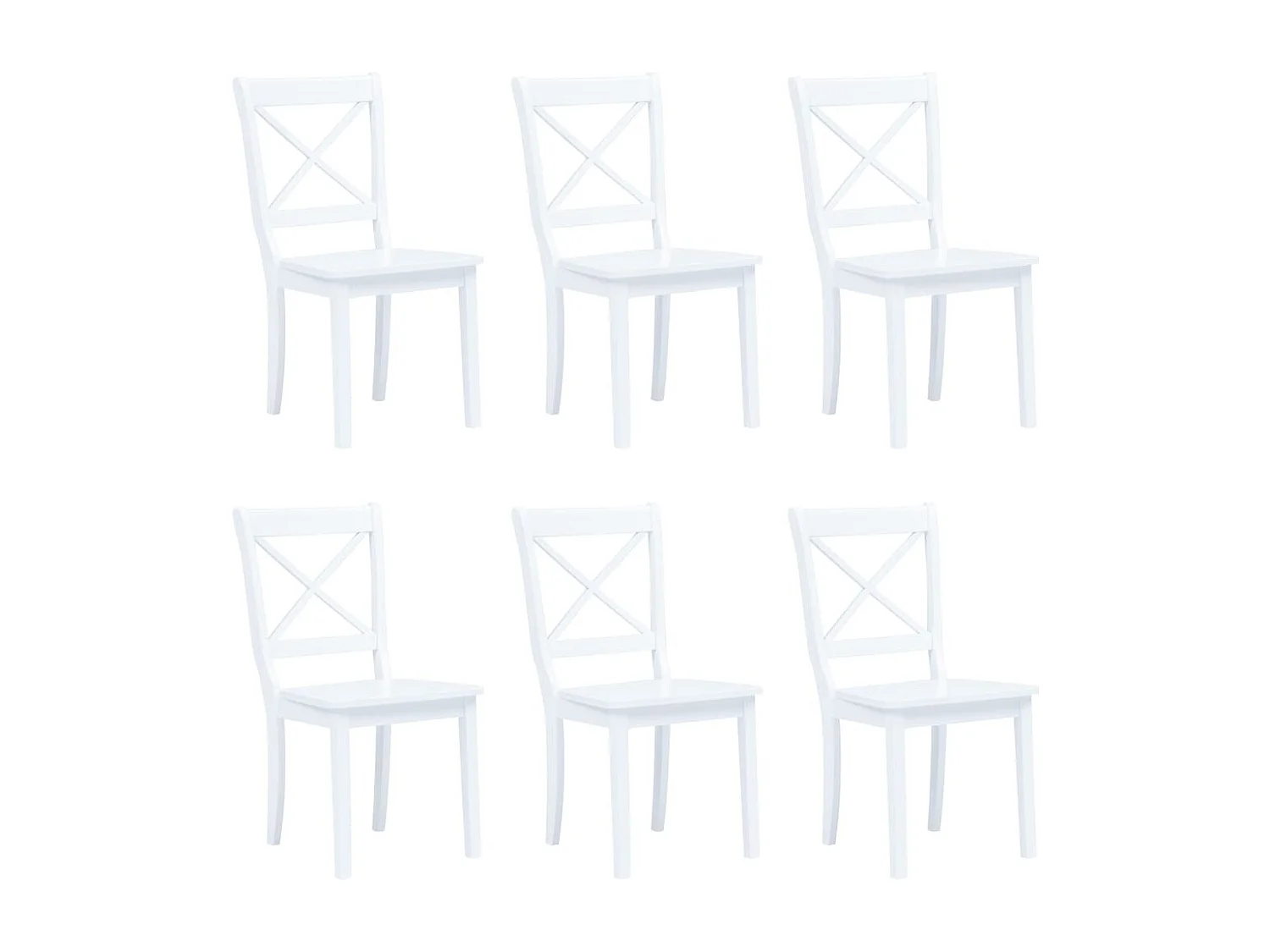 Eetkamerstoelen 6 st massief rubberwood wit