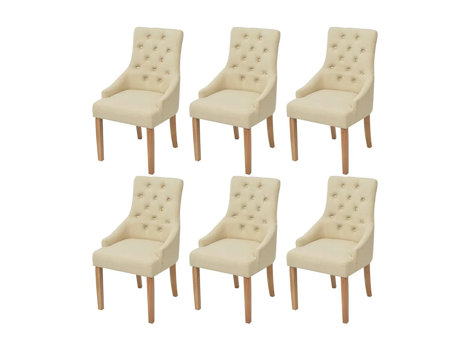 Eetkamerstoelen 6 st stof crèmekleurig
