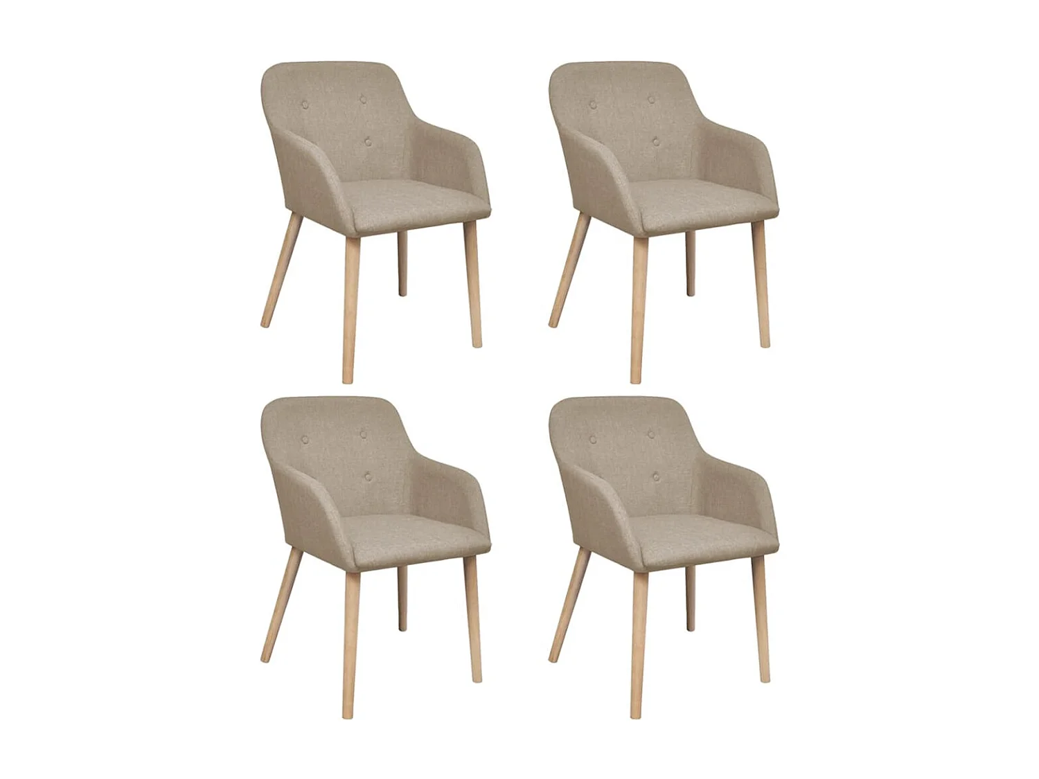 Eetkamerstoelen 4 st stof en massief eikenhout beige