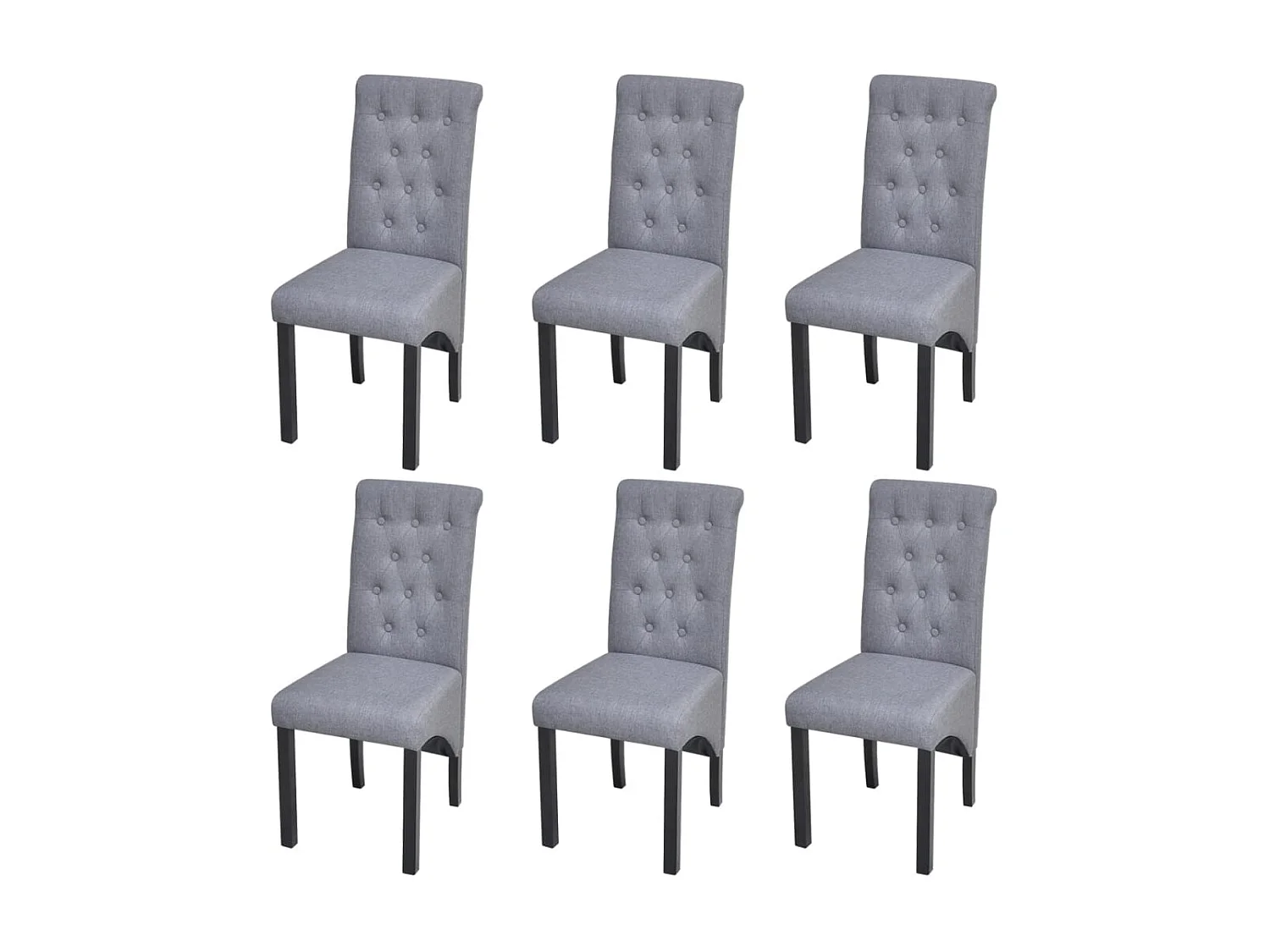 Eetkamerstoelen 6 st stof lichtgrijs