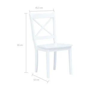 Eetkamerstoelen 2 st massief rubberwood wit Eetkamerstoelen 2 st massief rubberwood wit