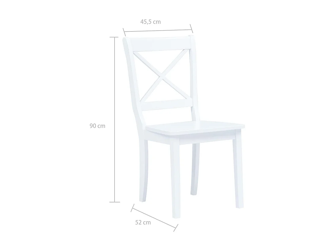 Eetkamerstoelen 2 st massief rubberwood wit