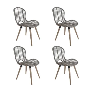 Eetkamerstoelen 4 st natuurlijk rattan bruin