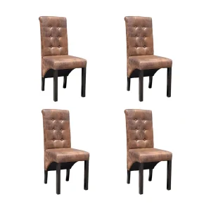 Eetkamerstoelen 4 st kunstleer bruin Eetkamerstoelen 4 st kunstleer bruin