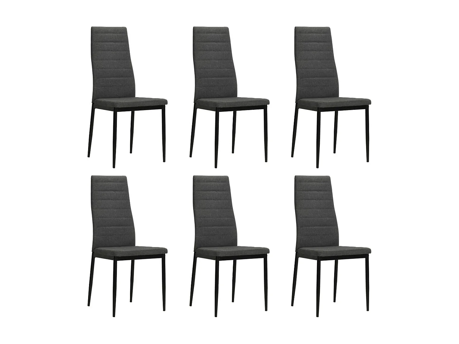 Eetkamerstoelen 6 st stof donkergrijs