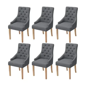 Eetkamerstoelen 6 st stof donkergrijs Eetkamerstoelen 6 st stof donkergrijs