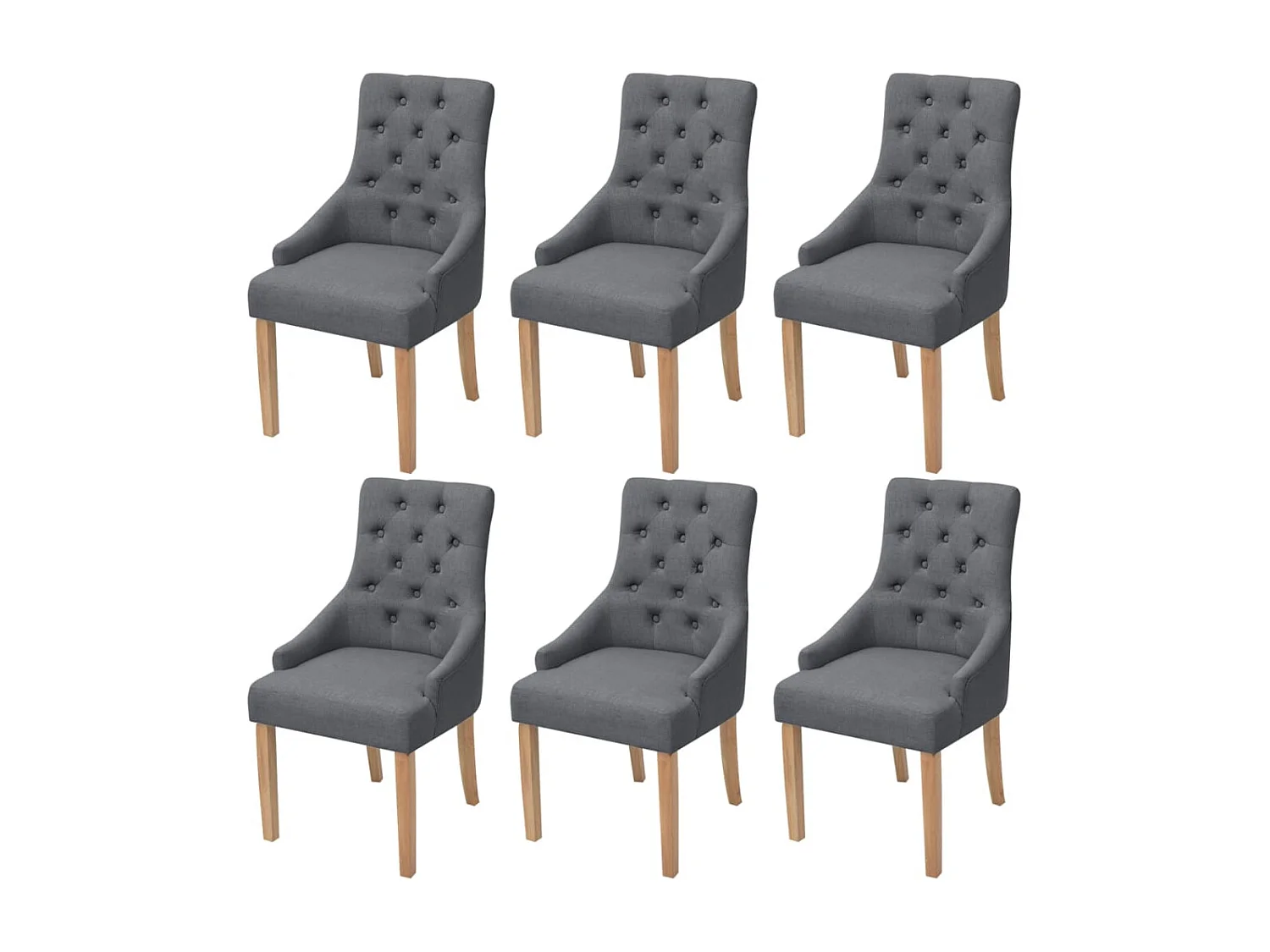 Eetkamerstoelen 6 st stof donkergrijs