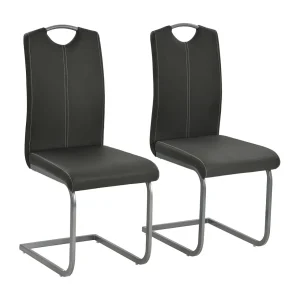 Eetkamerstoelen 2 st kunstleer grijs