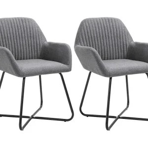 Eetkamerstoelen 2 st stof donkergrijs Eetkamerstoelen 2 st stof donkergrijs