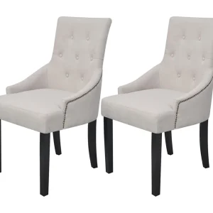 Eetkamerstoelen 2 st stof crèmegrijs Eetkamerstoelen 2 st stof crèmegrijs