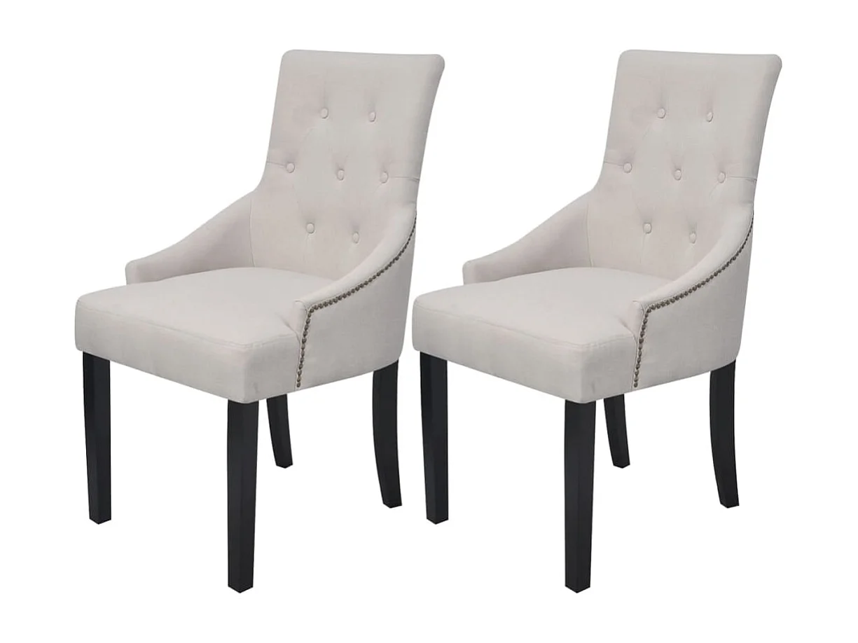 Eetkamerstoelen 2 st stof crèmegrijs