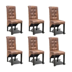 Eetkamerstoelen 6 st kunstleer bruin Eetkamerstoelen 6 st kunstleer bruin