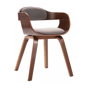 Eetkamerstoel gebogen hout en stof taupe Eetkamerstoel gebogen hout en stof taupe