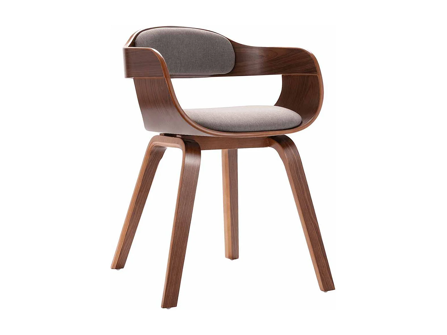 Eetkamerstoel gebogen hout en stof taupe