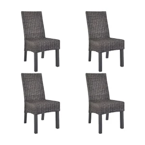 Eetkamerstoelen 4 st kubu rattan en mangohout bruin Eetkamerstoelen 4 st kubu rattan en mangohout bruin