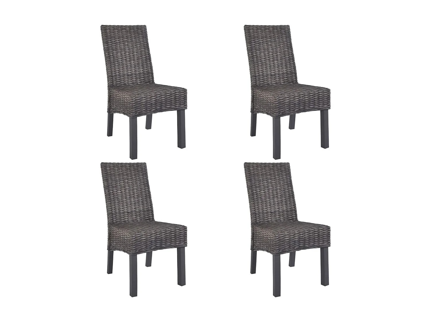 Eetkamerstoelen 4 st kubu rattan en mangohout bruin