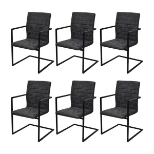 Eetkamerstoelen 6 st kunstleer zwart Eetkamerstoelen 6 st kunstleer zwart