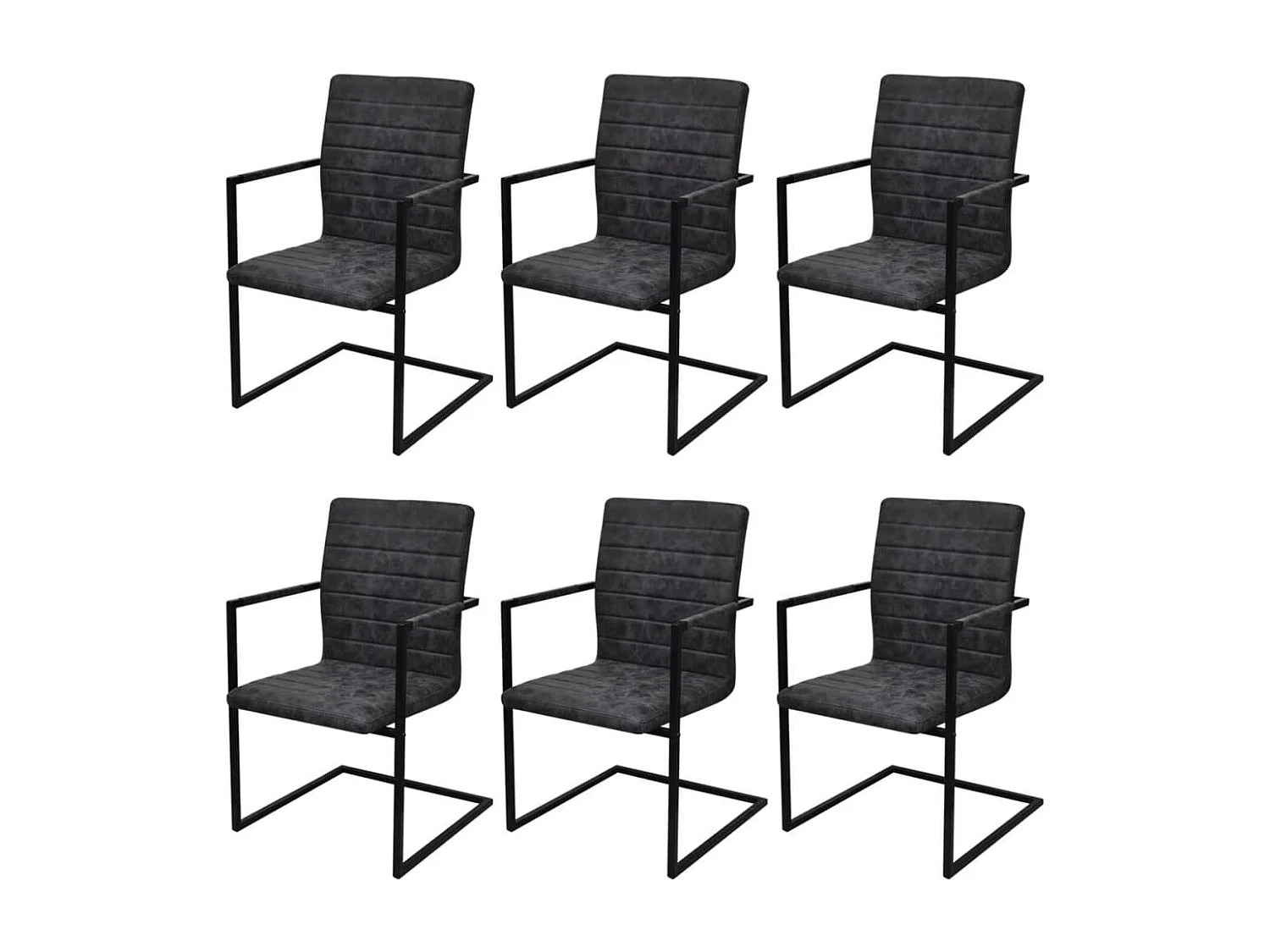 Eetkamerstoelen 6 st kunstleer zwart