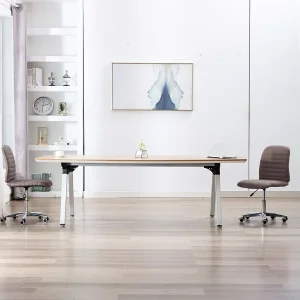 Eetkamerstoelen draaibaar 2 st stof taupe