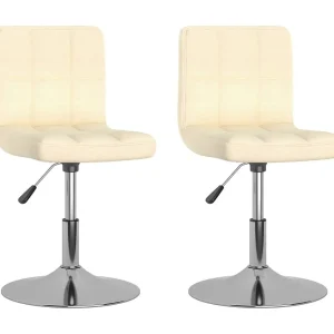 Eetkamerstoelen 2 st draaibaar stof crèmekleurig