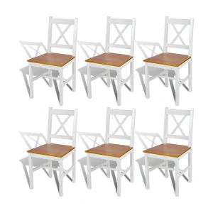 Eetkamerstoelen 6 st grenenhout wit Eetkamerstoelen 6 st grenenhout wit