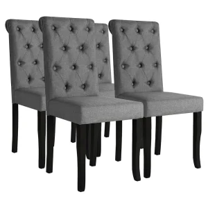 Eetkamerstoelen 4 st stof donkergrijs Eetkamerstoelen 4 st stof donkergrijs