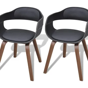 Eetkamerstoelen 2 st gebogen hout en kunstleer