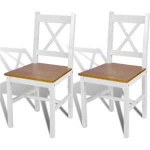 Eetkamerstoelen 2 st grenenhout wit Eetkamerstoelen 2 st grenenhout wit