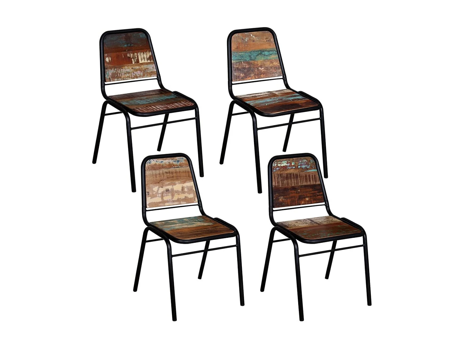 Eetkamerstoelen 4 st massief gerecycled hout