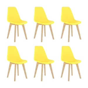 Eetkamerstoelen 6 st kunststof geel Eetkamerstoelen 6 st kunststof geel