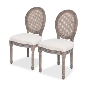 Eetkamerstoelen 2 st stof crèmekleurig Eetkamerstoelen 2 st stof crèmekleurig