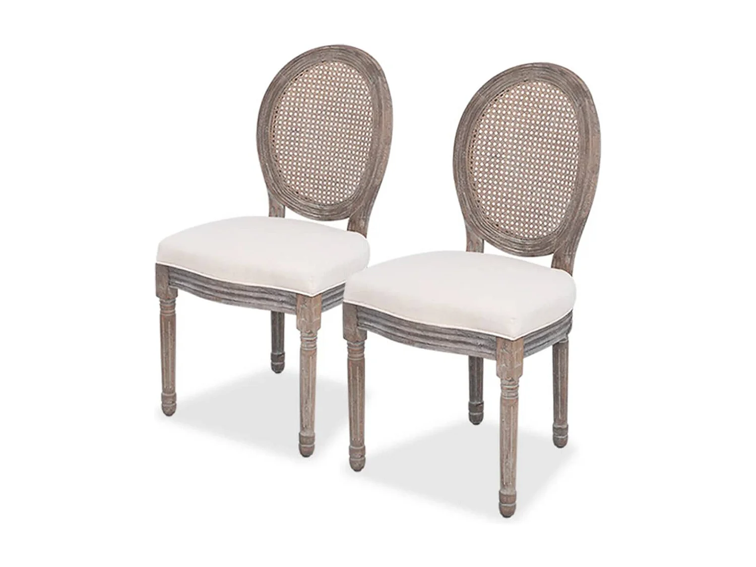 Eetkamerstoelen 2 st stof crèmekleurig