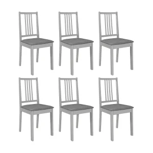 Eetkamerstoelen met kussens 6 st massief hout grijs