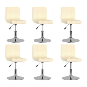 Eetkamerstoelen 6 st stof crèmekleurig Eetkamerstoelen 6 st stof crèmekleurig