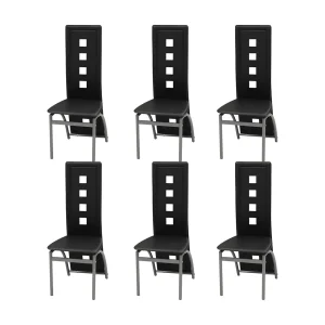 Eetkamerstoelen 6 st kunstleer zwart Eetkamerstoelen 6 st kunstleer zwart