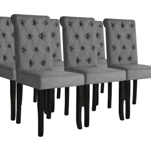 Eetkamerstoelen 6 st stof donkergrijs Eetkamerstoelen 6 st stof donkergrijs