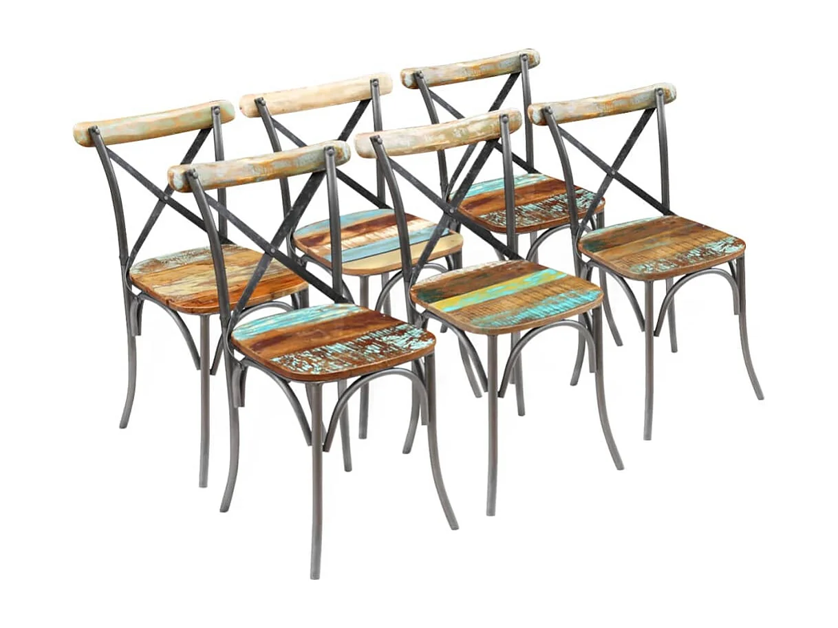 Eetkamerstoelen 6 st massief gerecycled hout