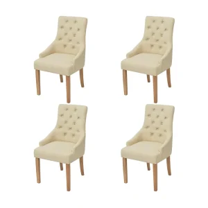 Eetkamerstoelen 4 st stof crèmekleurig Eetkamerstoelen 4 st stof crèmekleurig