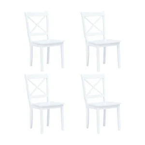 Eetkamerstoelen 4 st massief rubberwood wit Eetkamerstoelen 4 st massief rubberwood wit