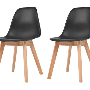 Eetkamerstoelen 2 st kunststof zwart Eetkamerstoelen 2 st kunststof zwart