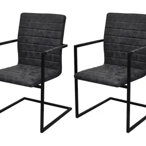 Eetkamerstoelen 2 st kunstleer zwart Eetkamerstoelen 2 st kunstleer zwart
